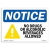 Signmission OSHA Sign, No Drugs No Alcoholic Beverages Allowed, 10in X 7in Aluminum, 7" W, 10" L, Landscape OS-NS-A-710-L-16075